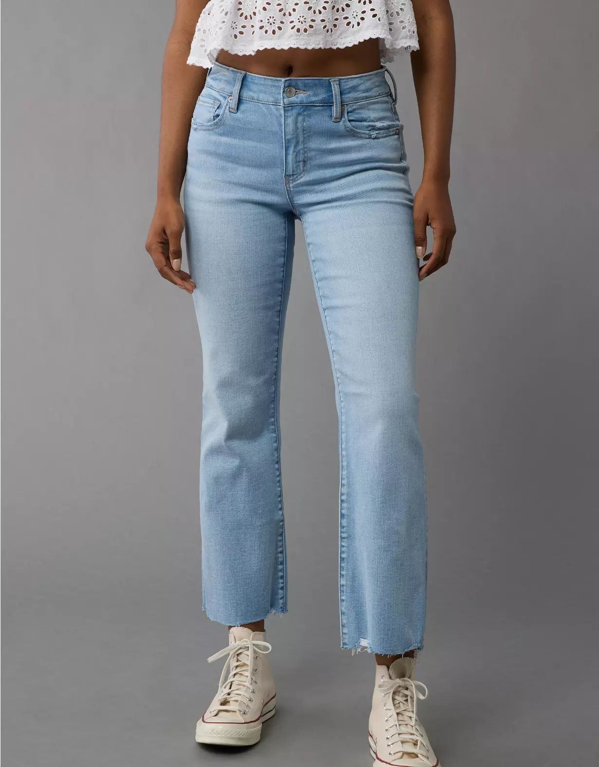 AE Next Level High-Waisted Kick Bootcut Crop Jean | American Eagle Outfitters (US & CA)