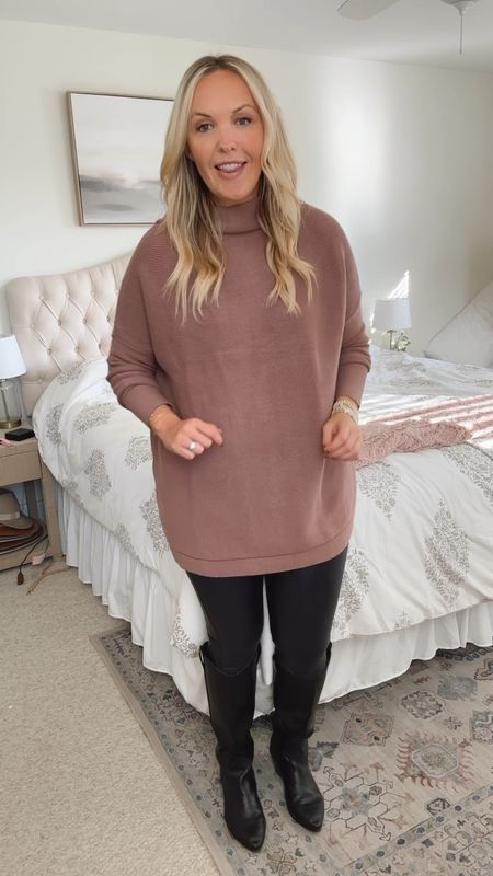 Casual thanksgiving outfit - faux leather leggings - tunic sweater 

#LTKmidsize #LTKSeasonal #LTKHoliday