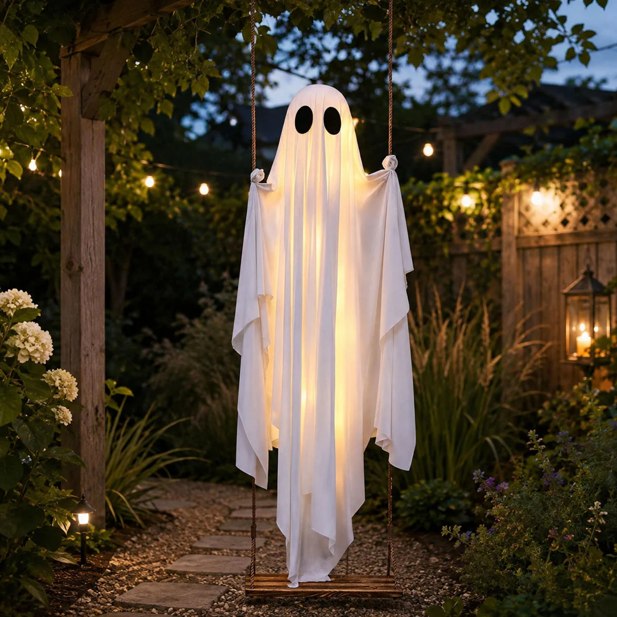 5 Ft Hanging Swing Ghost, String Lights and Adjustable Height | Wayfair North America