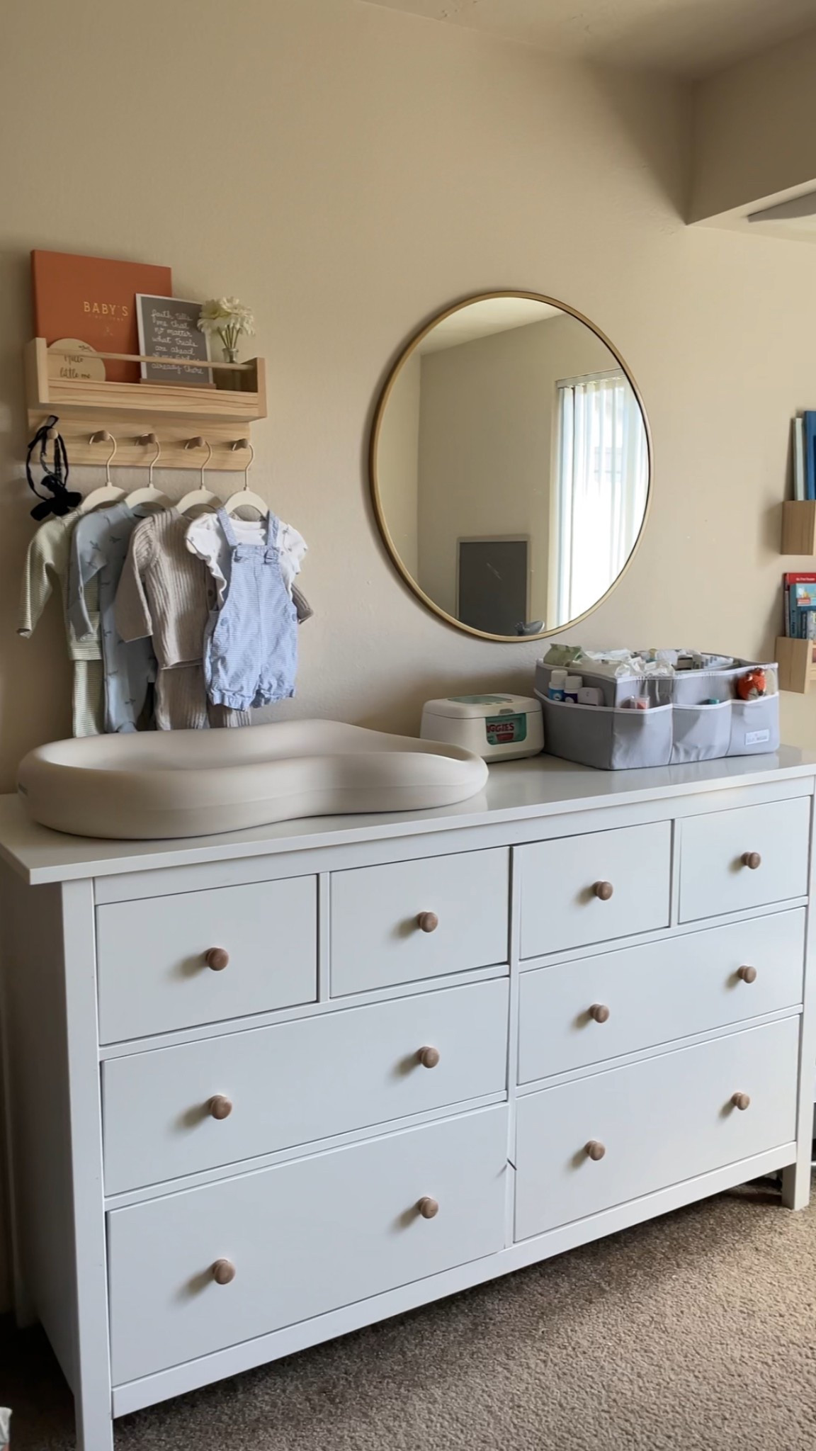 Our baby changing station 🤍 dresser is from IKEA (hemnes brand) and mirror is from Target (project 62)

#LTKBaby #LTKBump #LTKKids