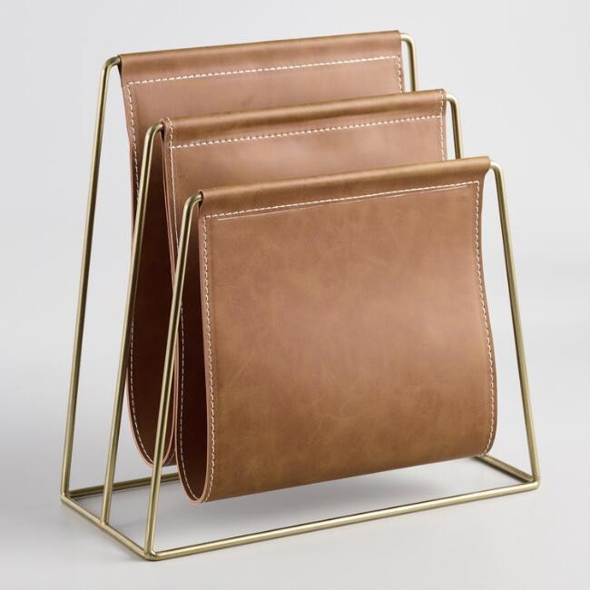 Brown Faux Leather Grayson File Holder | World Market