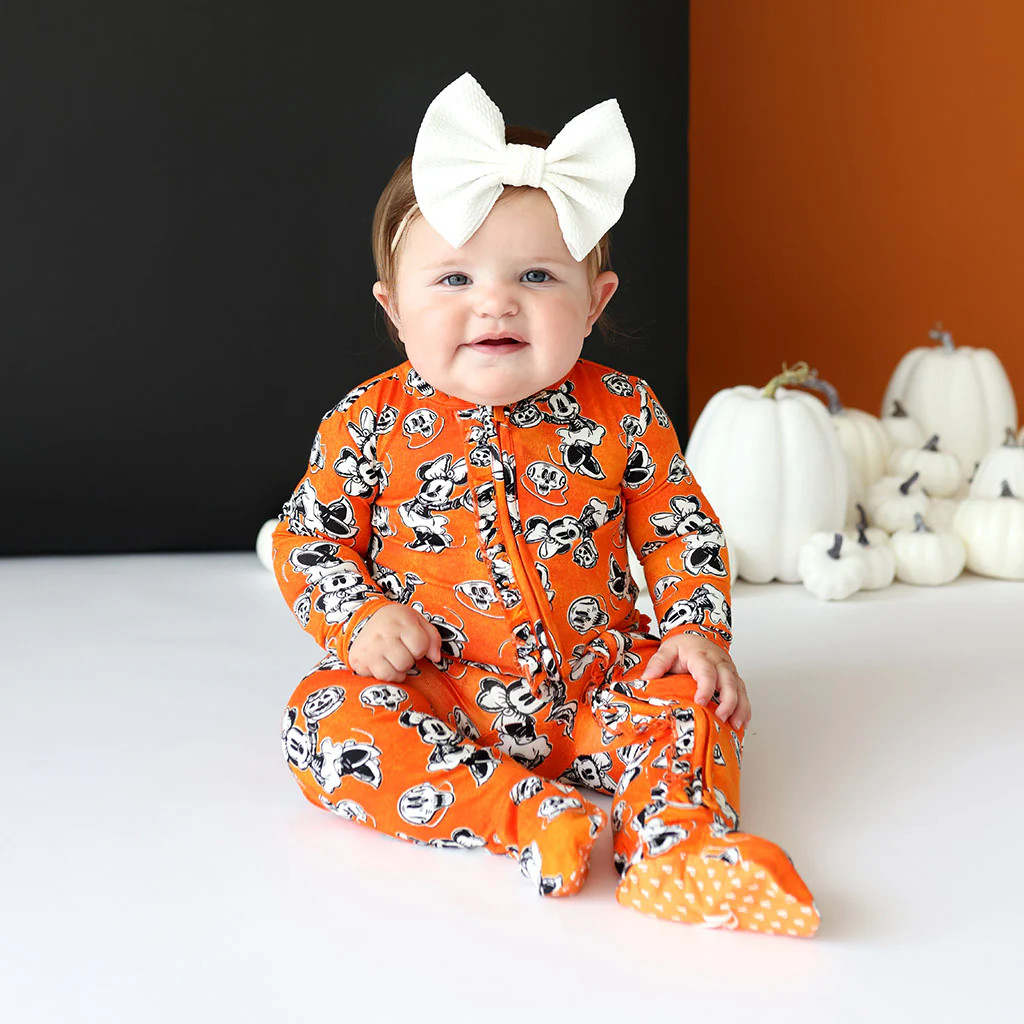 Orange Baby Girl Sleeper | Disney Minnie Halloween | Posh Peanut