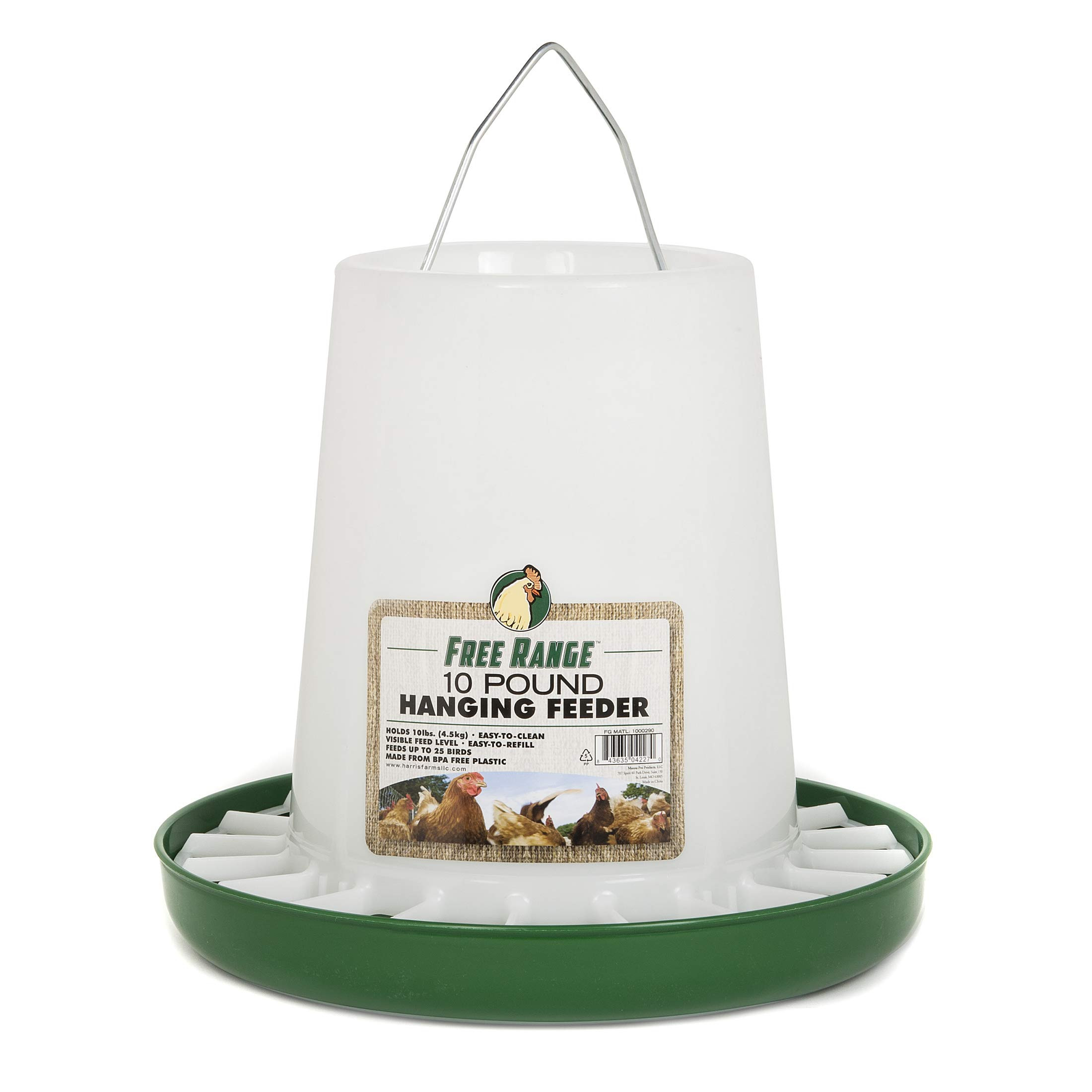 Harris Farms Free Range Hanging Poultry Feeder | Twist Lock Base | 10 Pound,White | Amazon (US)