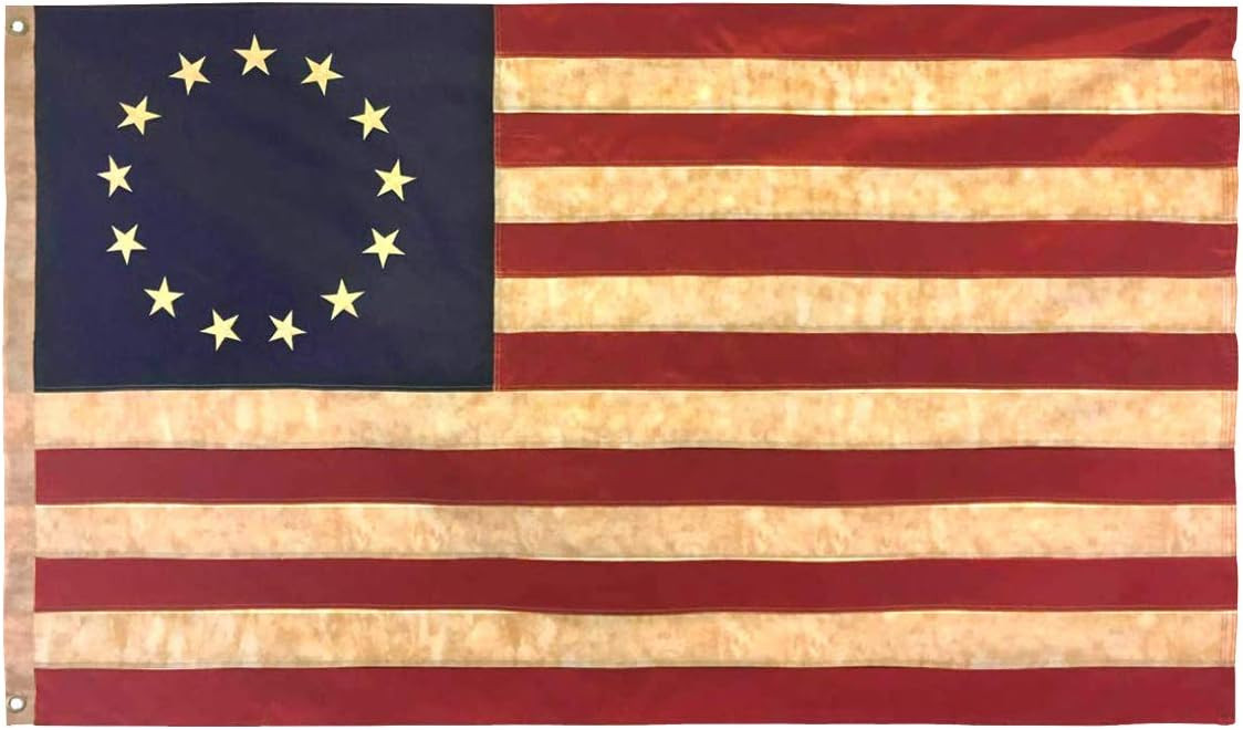 USA Tea Stained American Betsy Ross Flag 3x5 FT Nylon Polyester Embroidered Stars and Sewn Stripe... | Amazon (US)