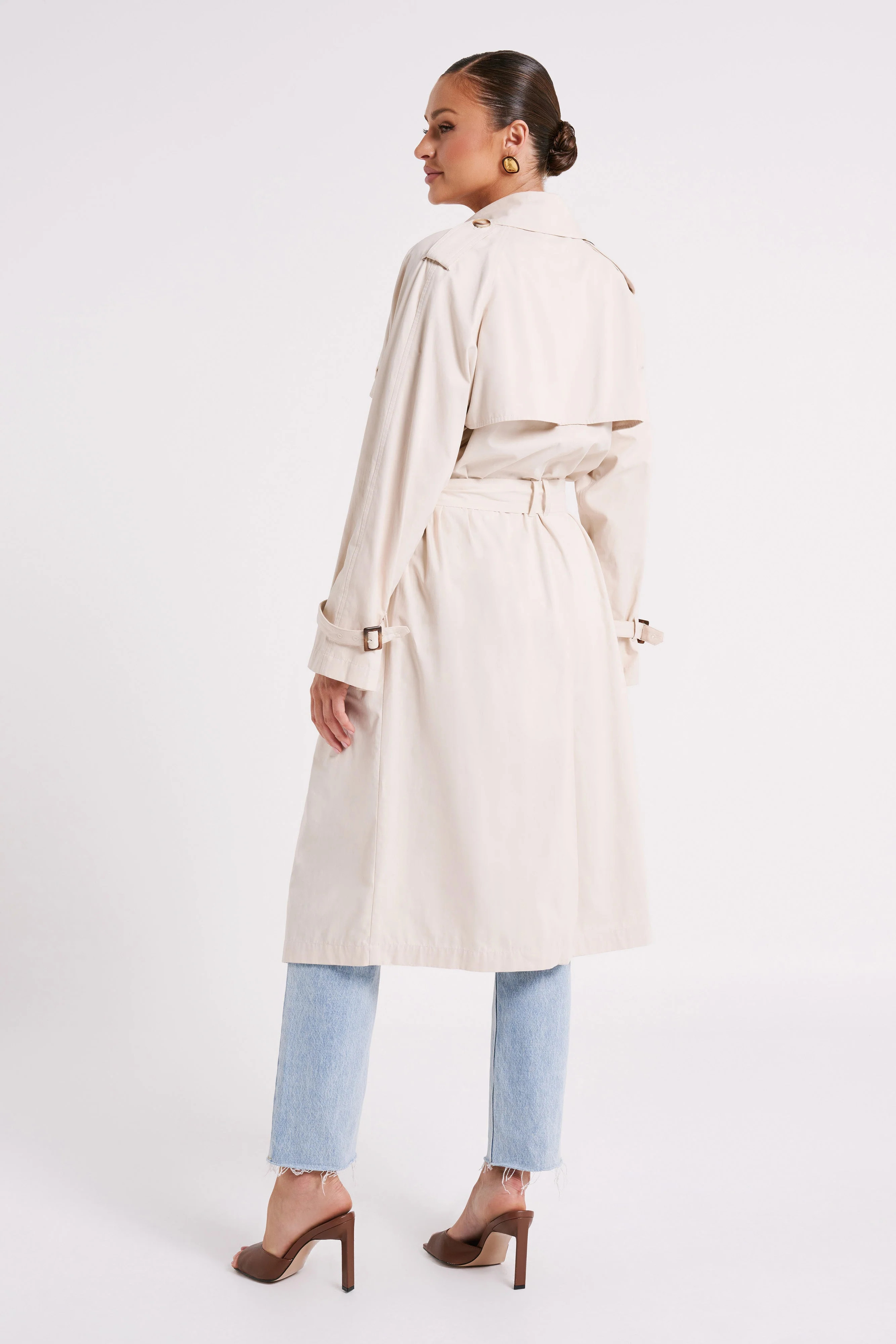 Trench Coat With Belt - Cream | MESHKI US