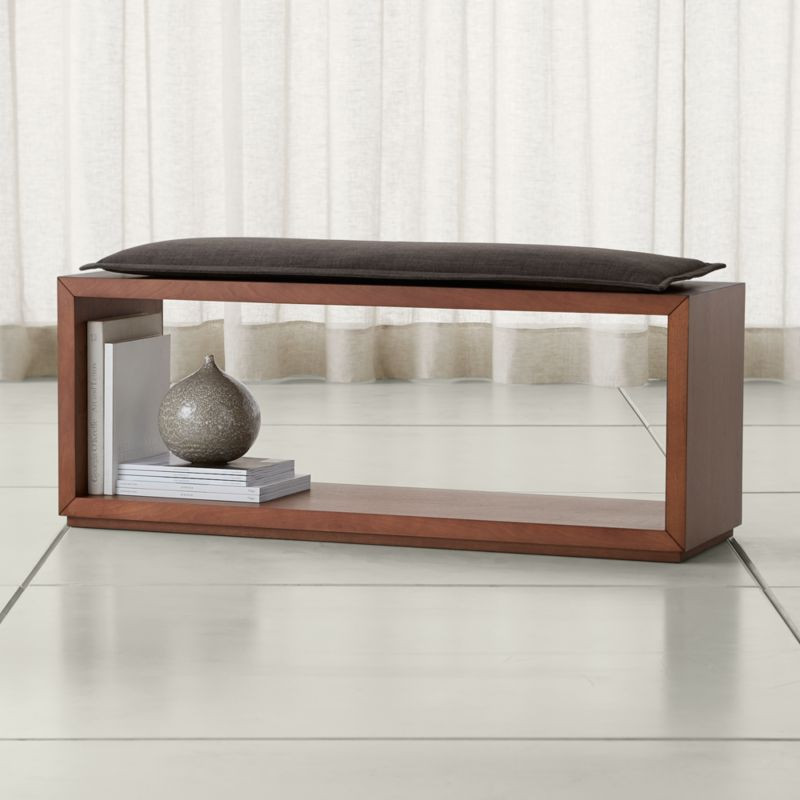 Aspect Walnut 47.5" Open Bench with Cushion + Reviews | Crate and Barrel | Crate & Barrel