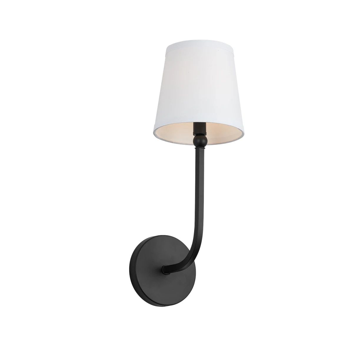 Dawson 1-Light Sconce with White Fabric Stay-Straight Shade | Build.com, Inc.
