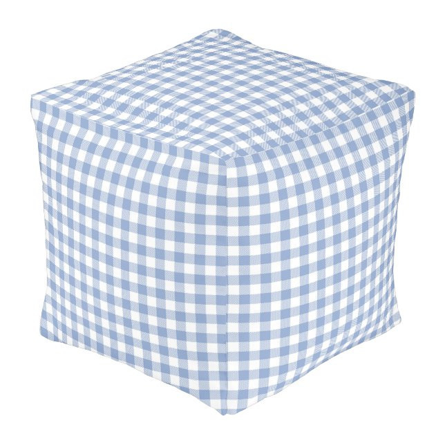 Checked Blue Gingham Pouf | Zazzle