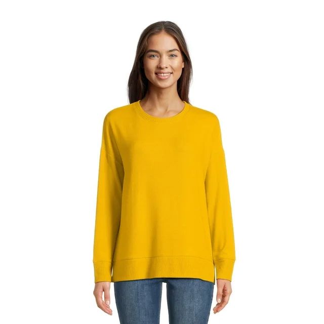 Time and Tru Women's Hacci Knit Pullover Sweatshirt with Long Sleeves, Sizes XS-XXXL | Walmart (US)