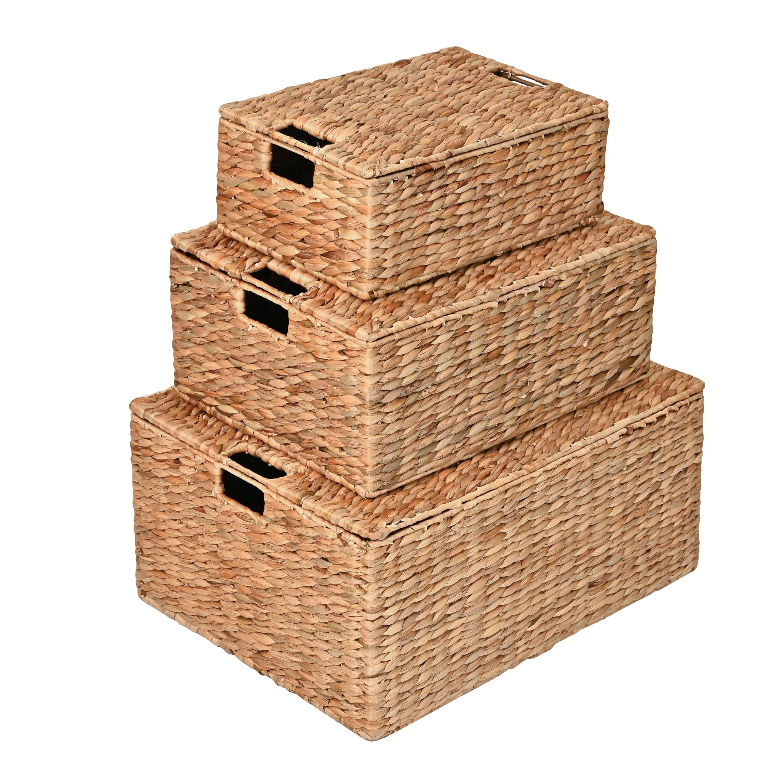happimess BSK2006A-3SET Brooks Classic Farmhouse Woven Hyacinth Rectangular Wicker Storage Basket... | Amazon (US)