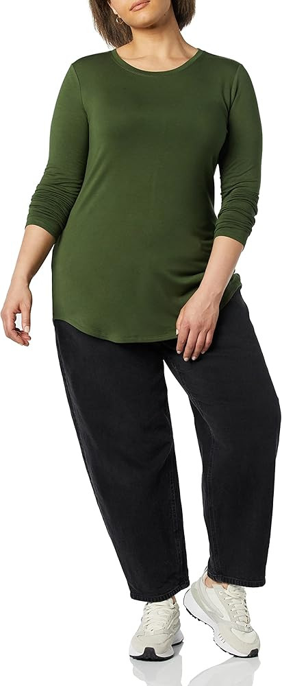 Amazon Essentials Women's Supersoft Terry Standard-Fit Long-Sleeve Shirttail Hem Shirt (Previousl... | Amazon (US)