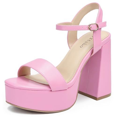 syztsho Platform Heels for Women Chunky High Heel Sandals Ankle Strap Open Toe Pump Wedding Sexy Block Heel Sdndals | Amazon (US)