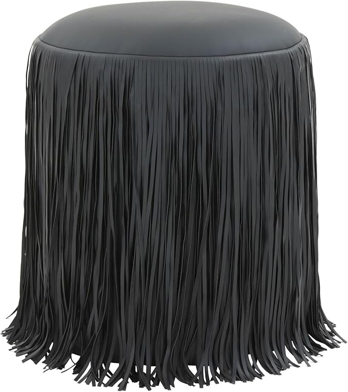 Tov Furniture Shag Me Black Performance Vegan Leather Ottoman | Amazon (US)