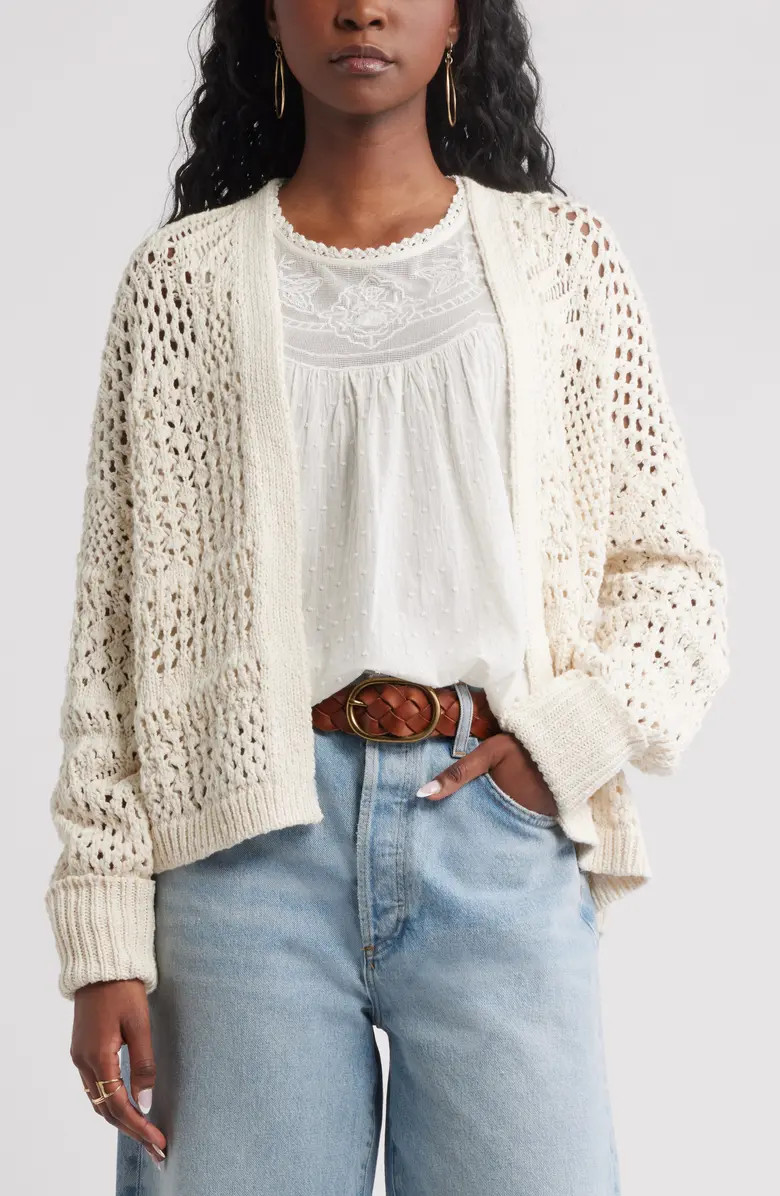 Openwork Slouchy Cotton Cardigan | Nordstrom