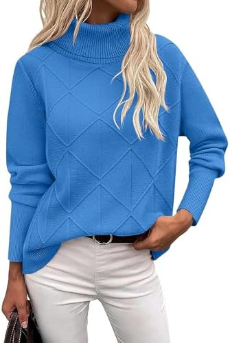 Zeagoo Women's Turtleneck Sweater Fall Winter 2025 Long Sleeve Chunky Knitted Trendy Pullover Top... | Amazon (US)