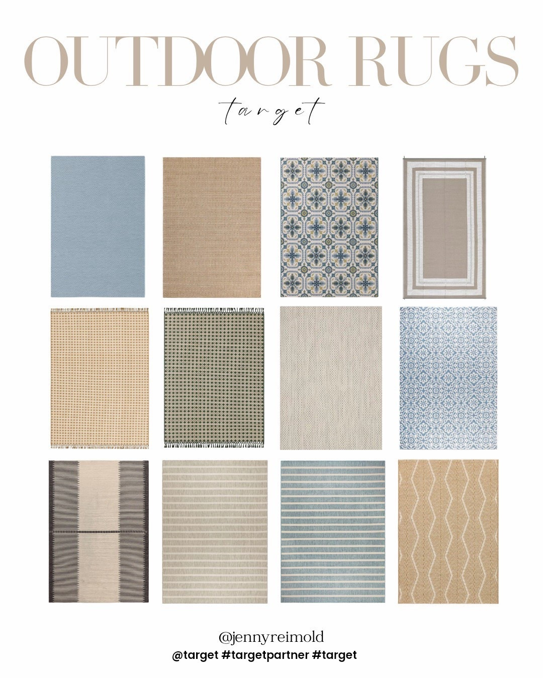 A selection of my favorite budget-friendly outdoor rugs from @Target ! Shift into summer with any of this weather resistant styles. 

#targetpartner #target 

#LTKOver40 #LTKHome