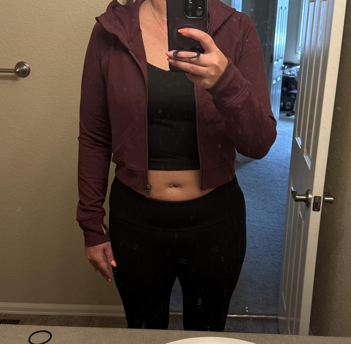 CRZ YOGA Womens Fleece Zip Up Cropped Hoodie Workout Jacket Athletic Casual Long Sleeve Sweatshir... | Amazon (US)