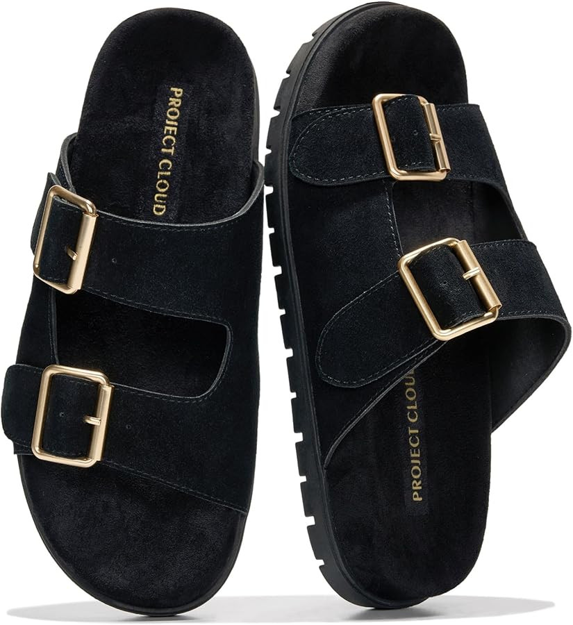 Project Cloud Genuine Leather Womens Sandals Comfortable & Non-Slip Slides for Women - Plush & So... | Amazon (US)