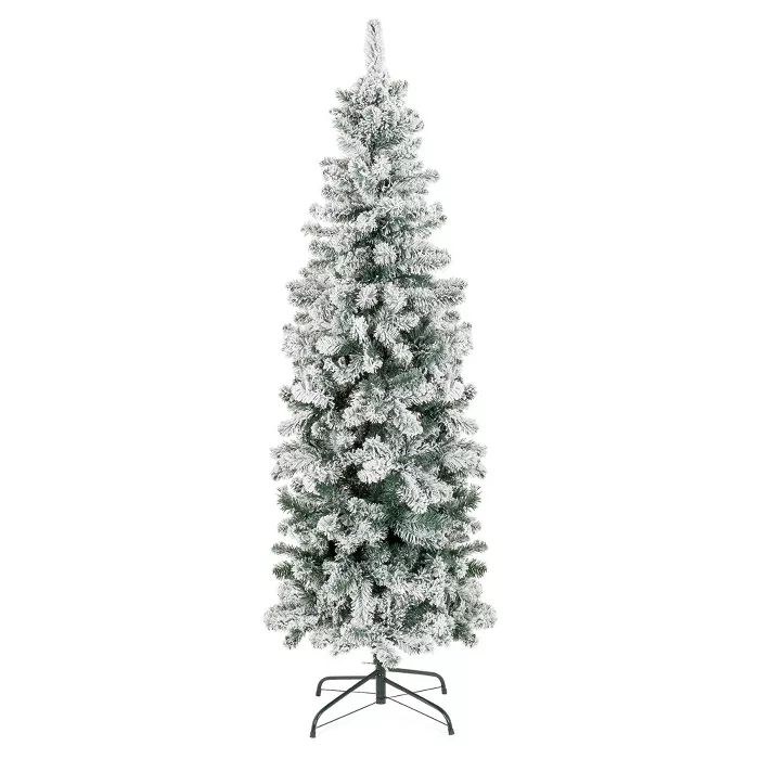 Best Choice Products Snow Flocked Artificial Pencil Christmas Tree Holiday Decoration w/ Metal St... | Target