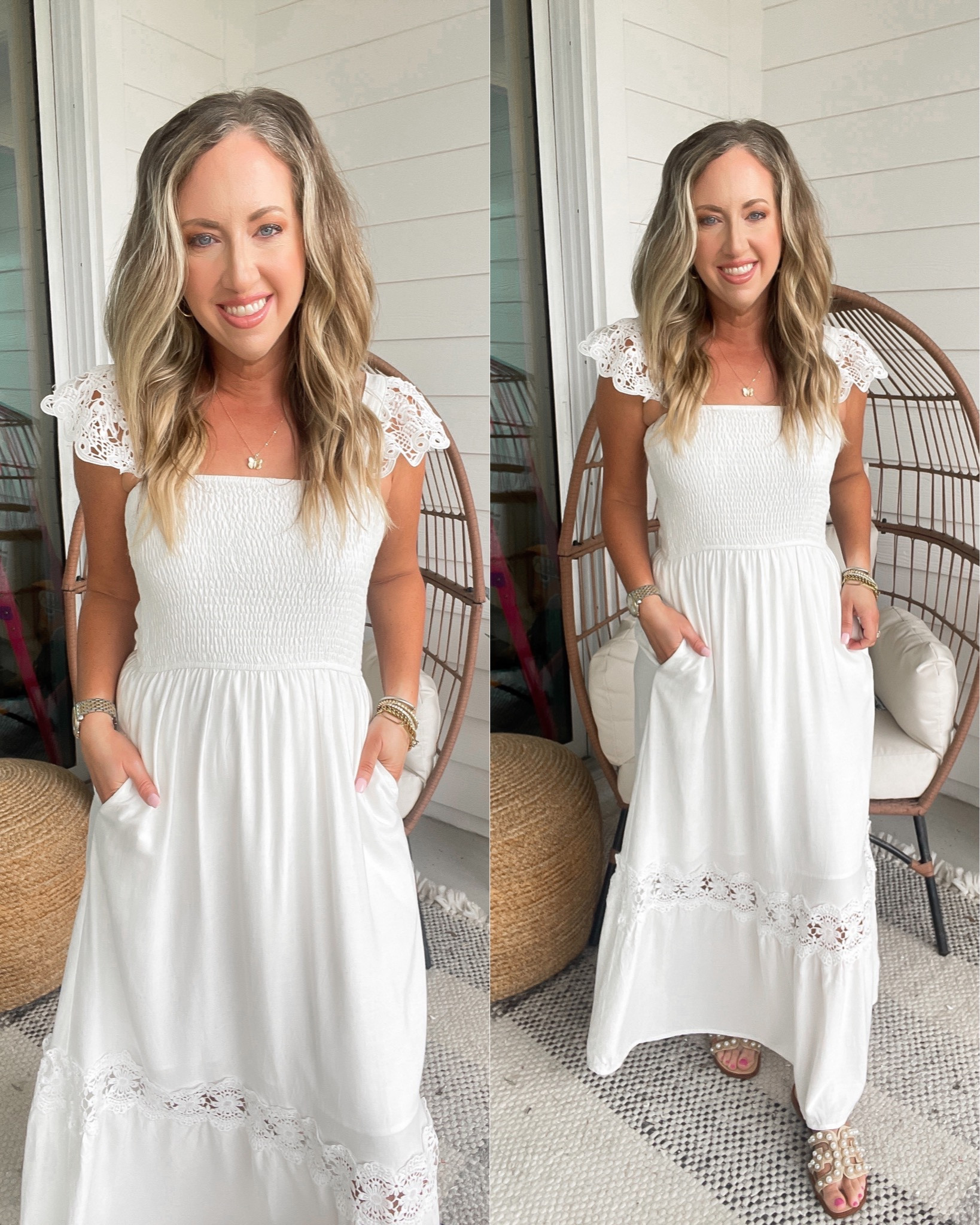 Vacation dress amazon fashion amazon finds white maxi dress with pockets white dress bride dress bridal dress bachelorette dress

#LTKunder50
