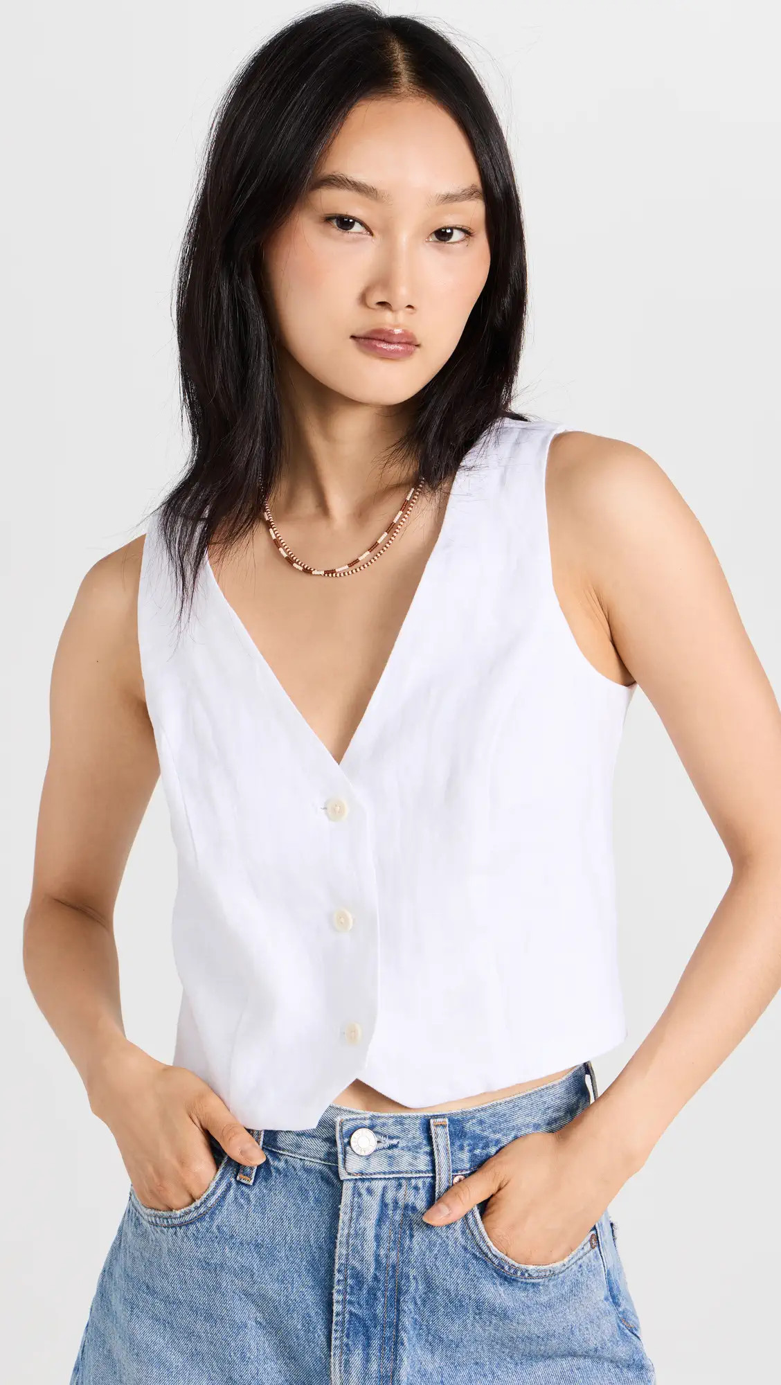 Madewell Linen Katrina Crop Vest Top | Shopbop | Shopbop