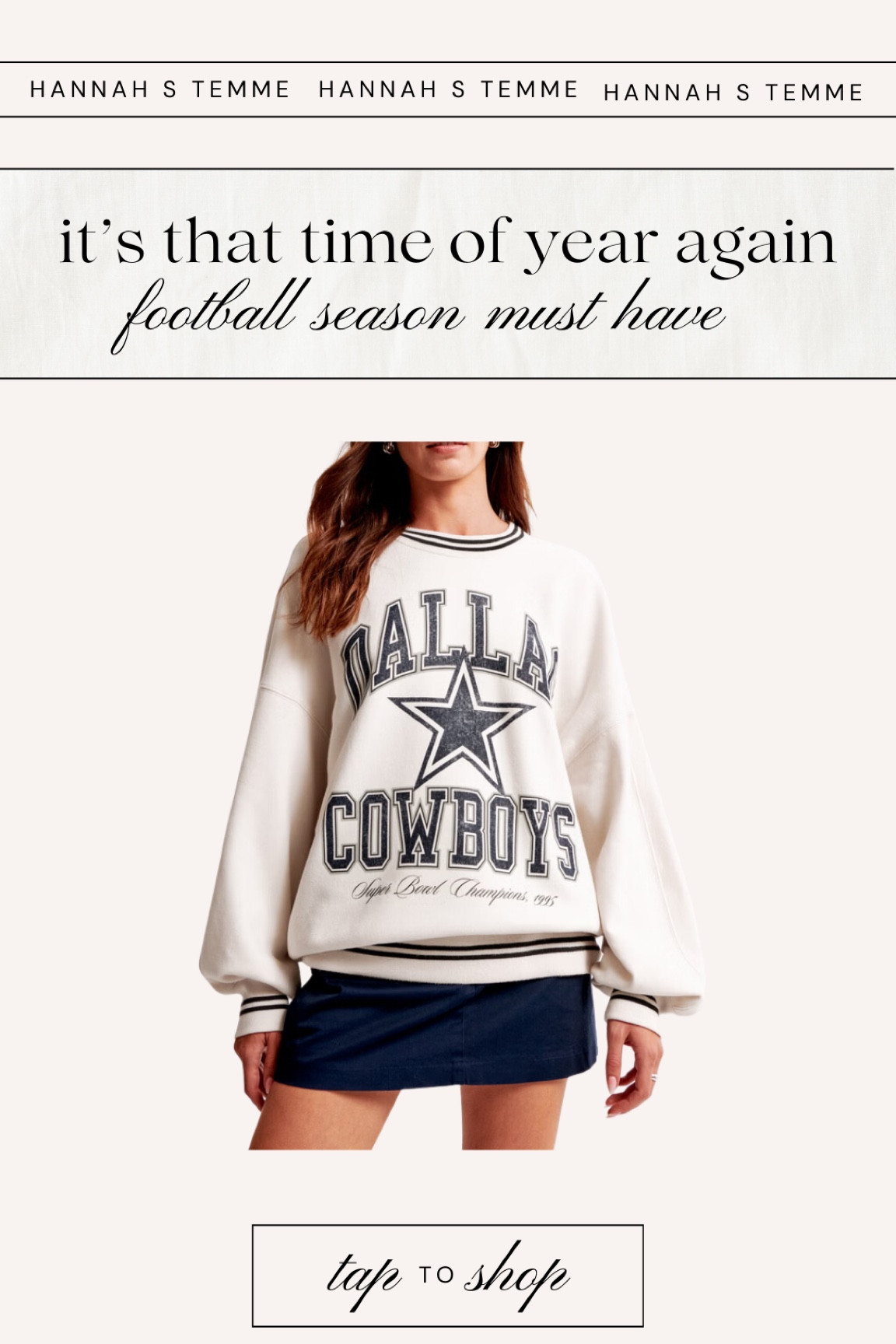 It’s the time of year again to get ourselves ready for football season! I got a cowboys sweatshirt from Abercrombie last year and wore it every single Sunday in the fall haha! I ordered this one and got a L!

#LTKSeasonal #LTKFitness #LTKFindsUnder50
