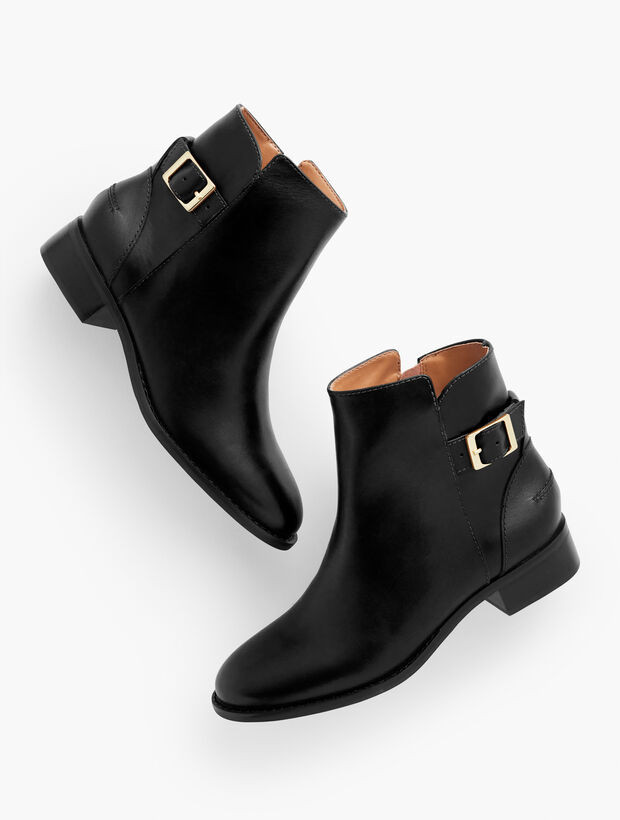 Tish Buckle Leather Ankle Boots | Talbots