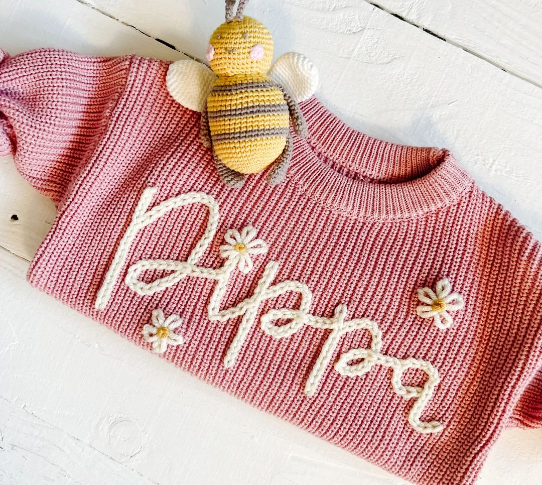 Personalized Hand Embroidered Baby and Toddler Sweaters - Etsy | Etsy (US)