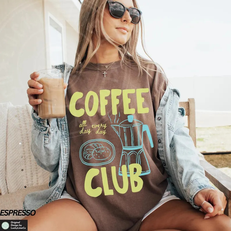 Coffee Club Shirt, Comfort Colors® Tee, Coffee Lover Gift, Retro Coffee Shirt, Coffee Club Tshir... | Etsy (US)