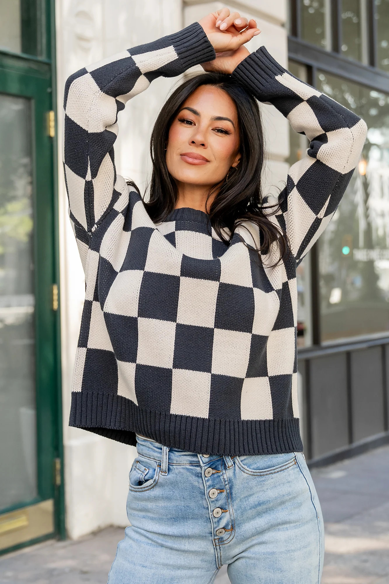 Quincy Checkered Sweater | Deep Jade | Baltic Born