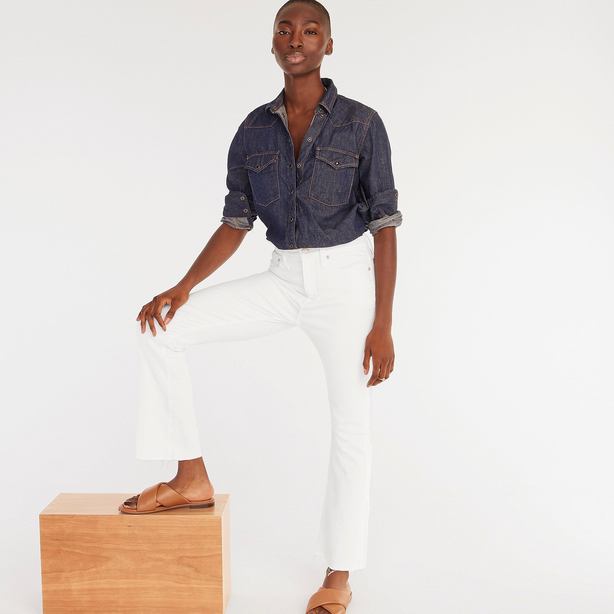 Petite 10" demi-boot crop jean in white | J.Crew US