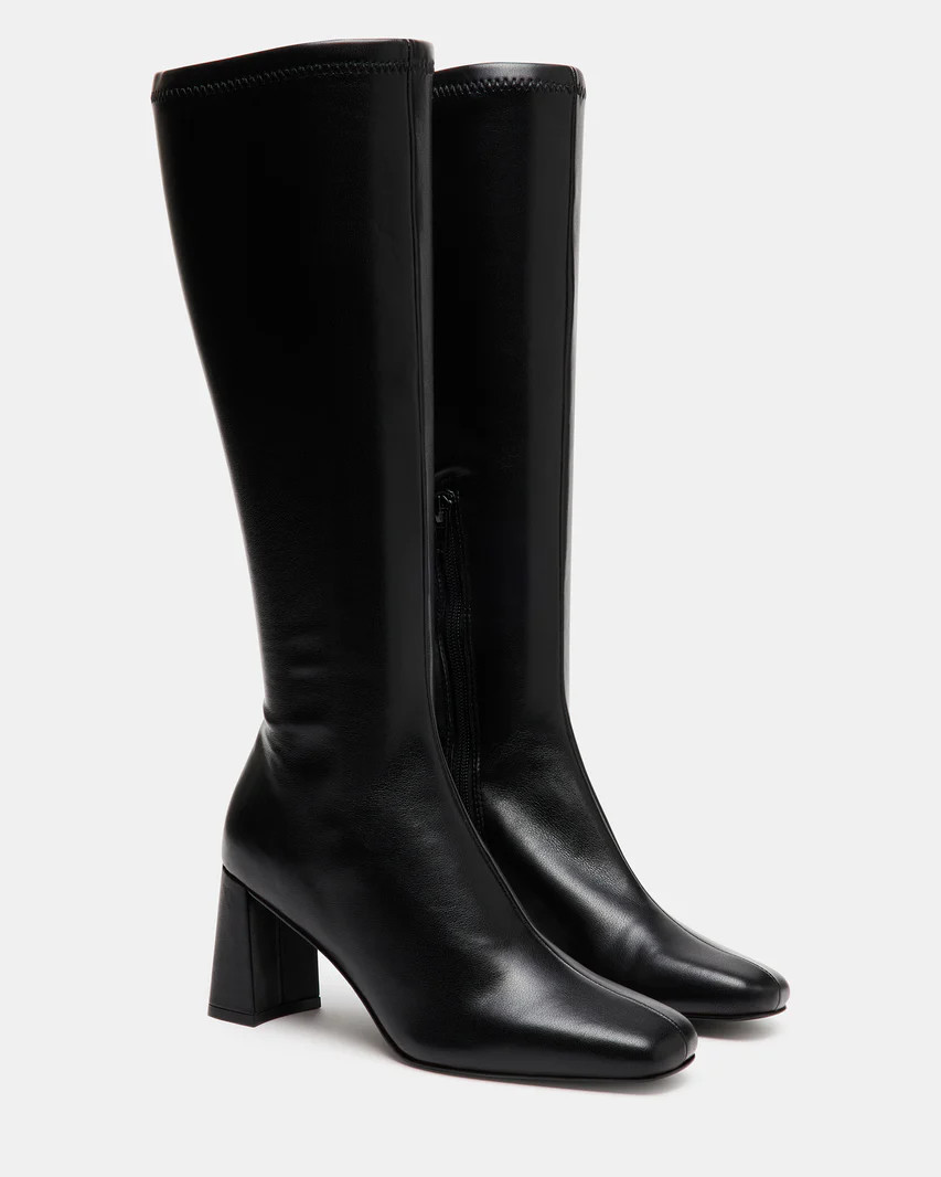 HOLLY Black Knee-High Square Toe Boot | Women's Boots | Steve Madden (US)