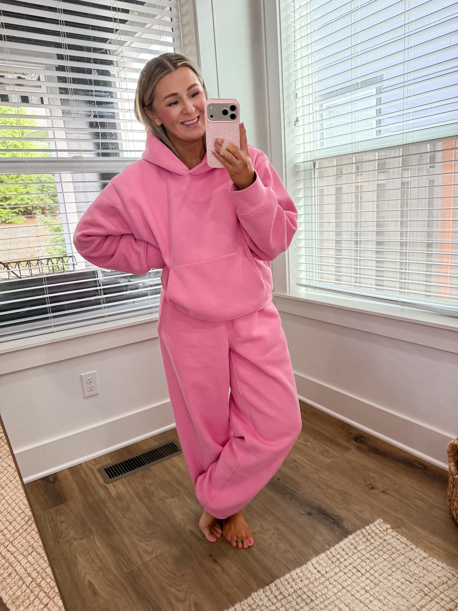 You know I had to grab this sweat set! The most perfect shade of pink and it’s the coziest fabric. High quality. Oversized and cozy.
Wearing a size small in both but you could size down in the pants IMO 

#LTKootd #LTKOver40 #LTKPetite