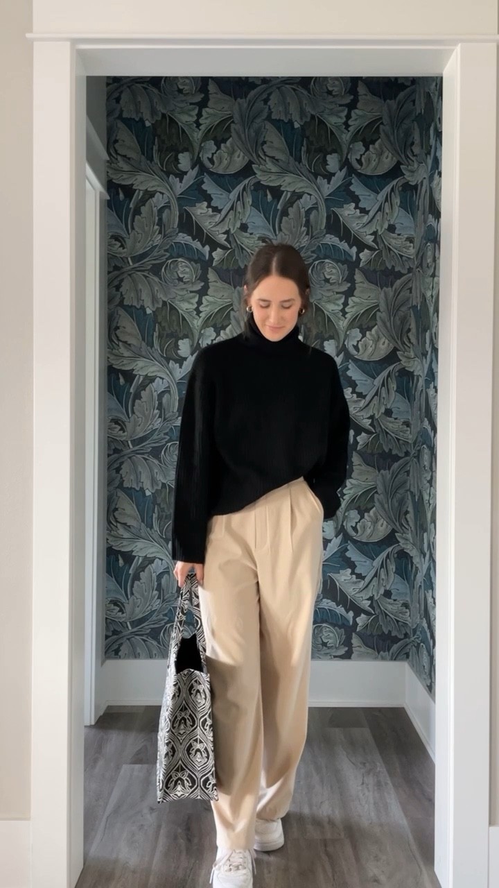 The trousers elevate the entire look. Easily wear into the office, out to drinks or even holiday events. #trousers #sweater #totebag #falloutfit #winteroutfit 

#LTKworkwear #LTKunder50 #LTKunder100