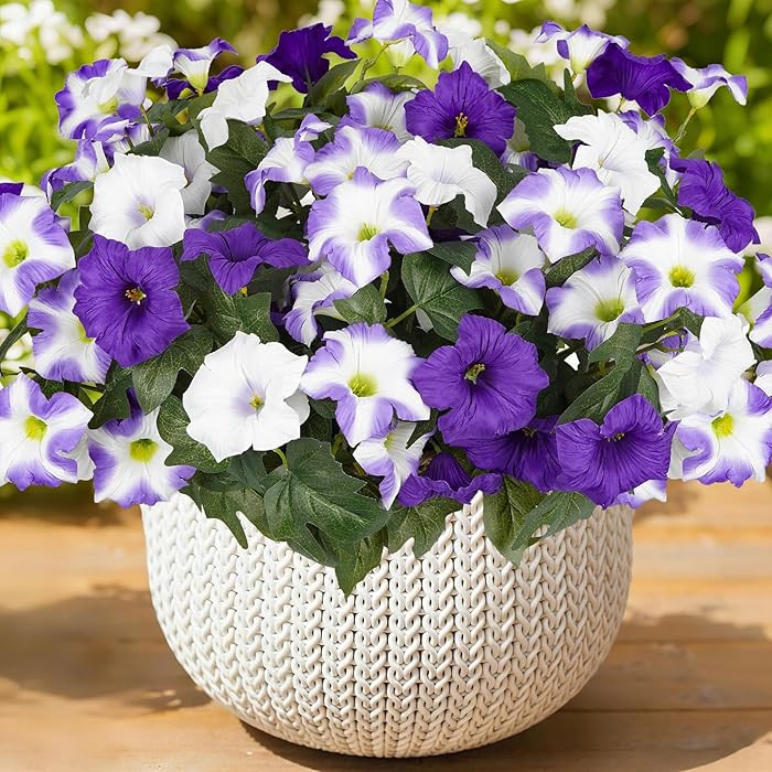 Artificial Flowers for Outdoors, Faux Petunias Spring Summer Decoration, Fake Flowers Plants UV R... | Amazon (US)