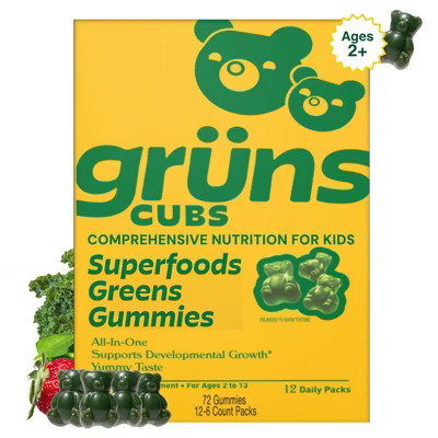 Grüns Kids' Low Sugar Superfoods Greens Gummies - 72ct/12 Servings | Target
