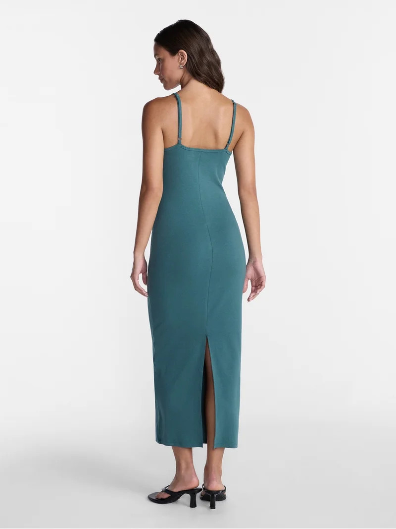 No Boundaries Ribbed Strappy Maxi Dress, Women's and Women's Plus XXS-4X | Walmart (US)