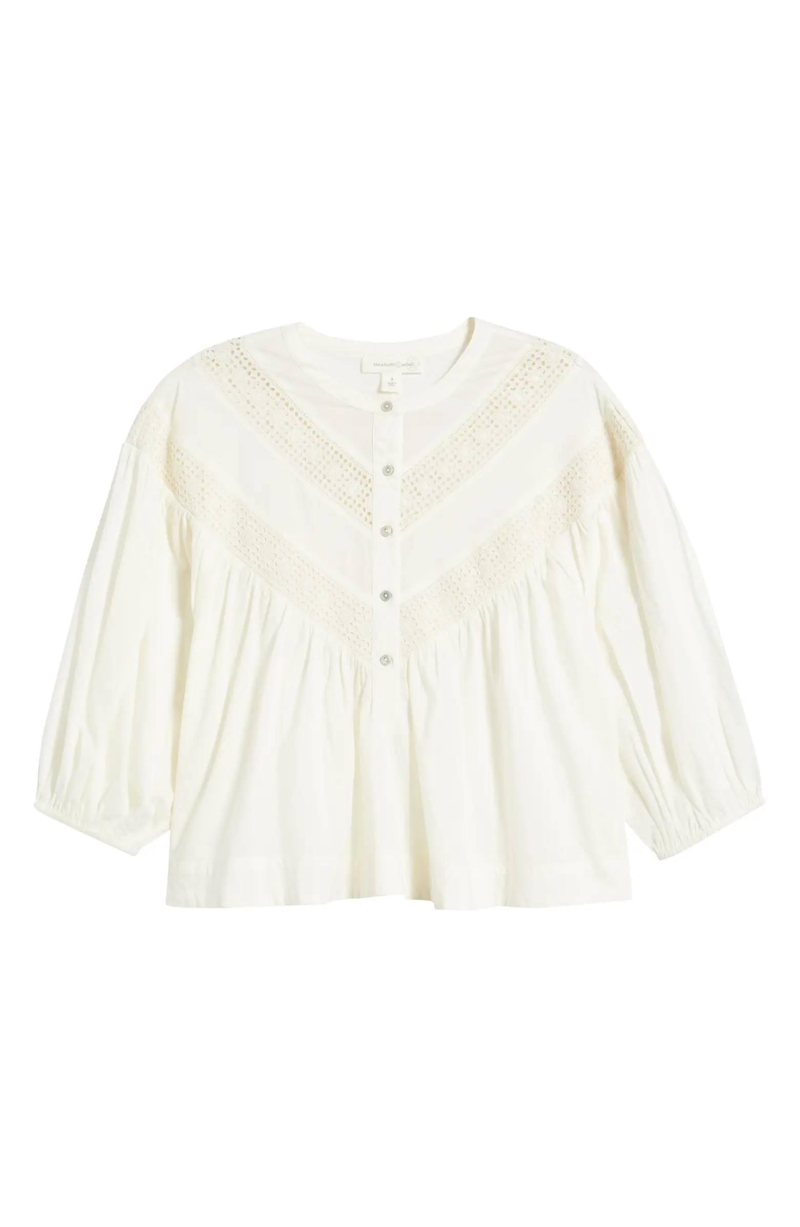 Lace Inset Woven Shirt | Nordstrom