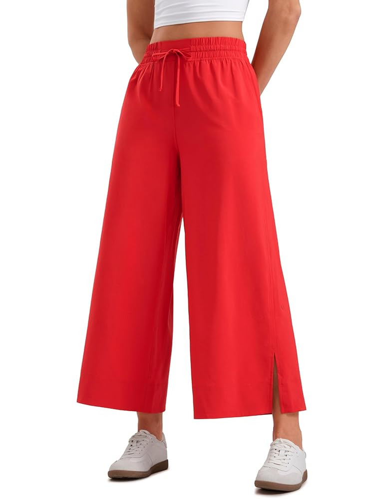 CRZ YOGA Lightweight Wide Leg Cropped Pants for Women 25" High Waisted Loose Casual Lounge Travel... | Amazon (US)