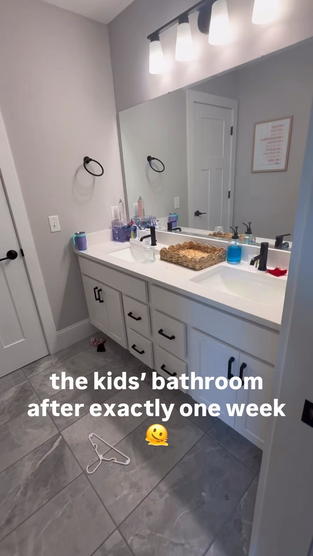 the kids’ bathroom after ONE week 😅🫠 thank goodness my twin girls helped me tackle the chaos! 🧼✨

#cleanwithme #cleaningmotivation #momlife #kidsbathroom #cleaningroutine #twinmom #homecleaning #jamiesjourney

#LTKHome #LTKmomlife #LTKdayinmylife