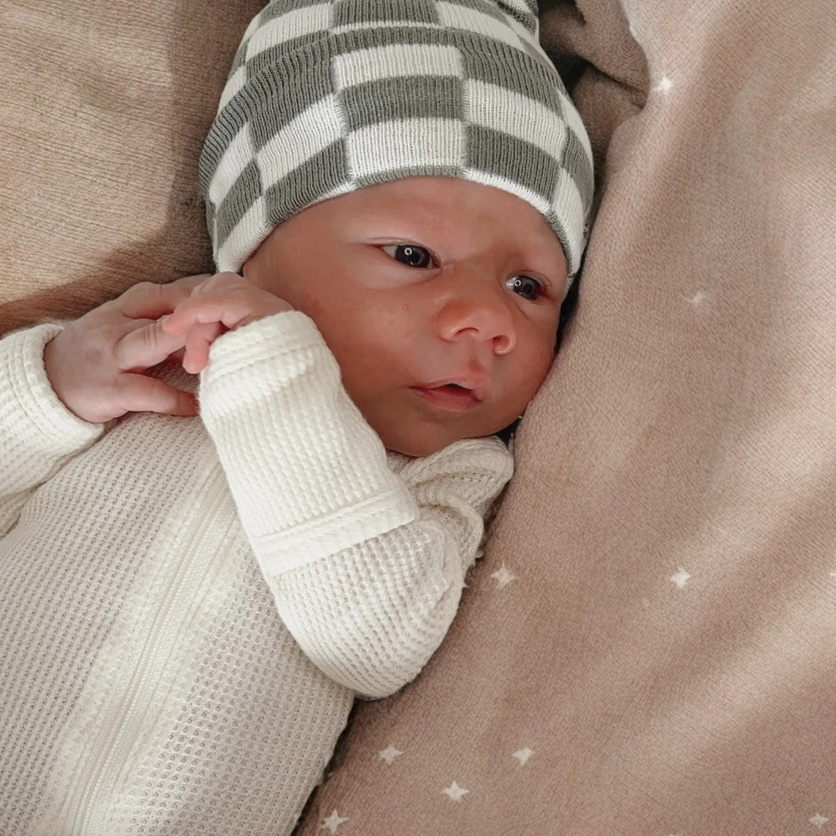 Baby's First Hat®, Fern/Warm White Checkerboard | SpearmintLOVE