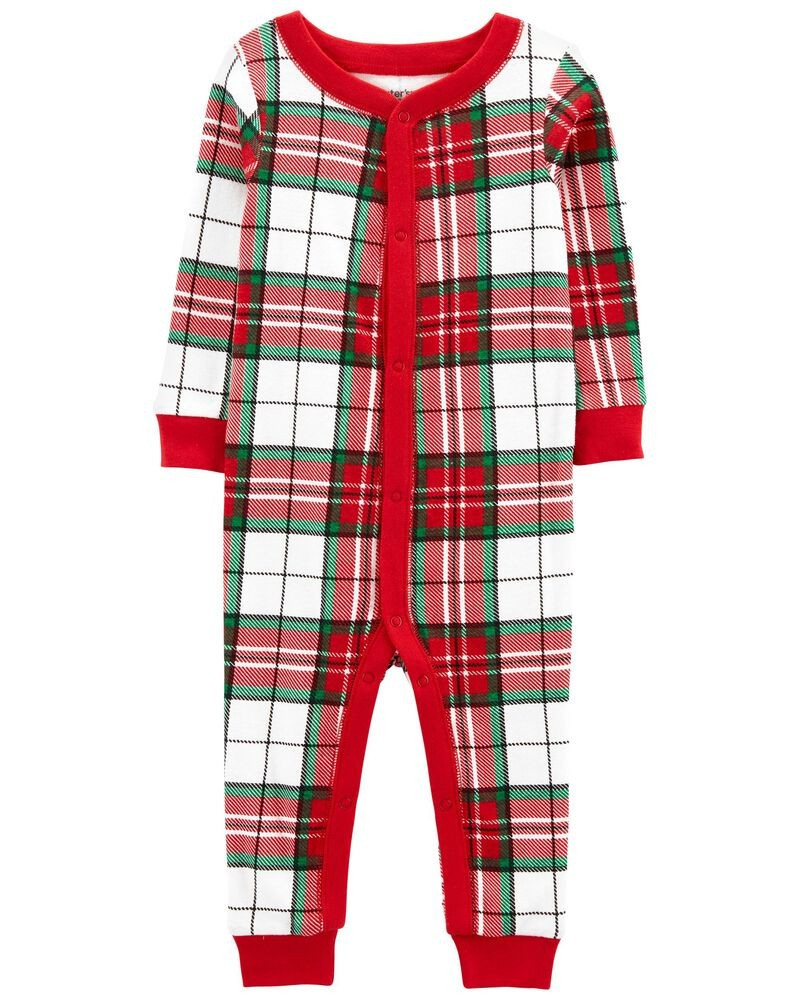 1-Piece Plaid Snap-Up Cotton Footless PJs | OshKosh B'gosh