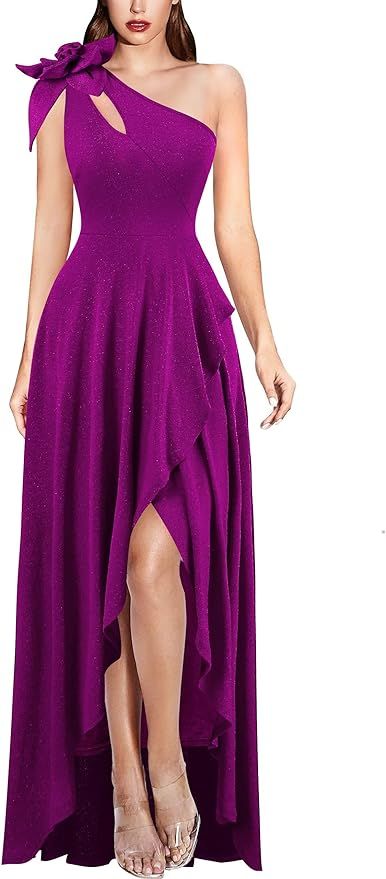 VFSHOW Womens 3D Flower One Shoulder Formal Wedding Guest Prom A-Line Maxi Dress 2023 Evening Spl... | Amazon (US)