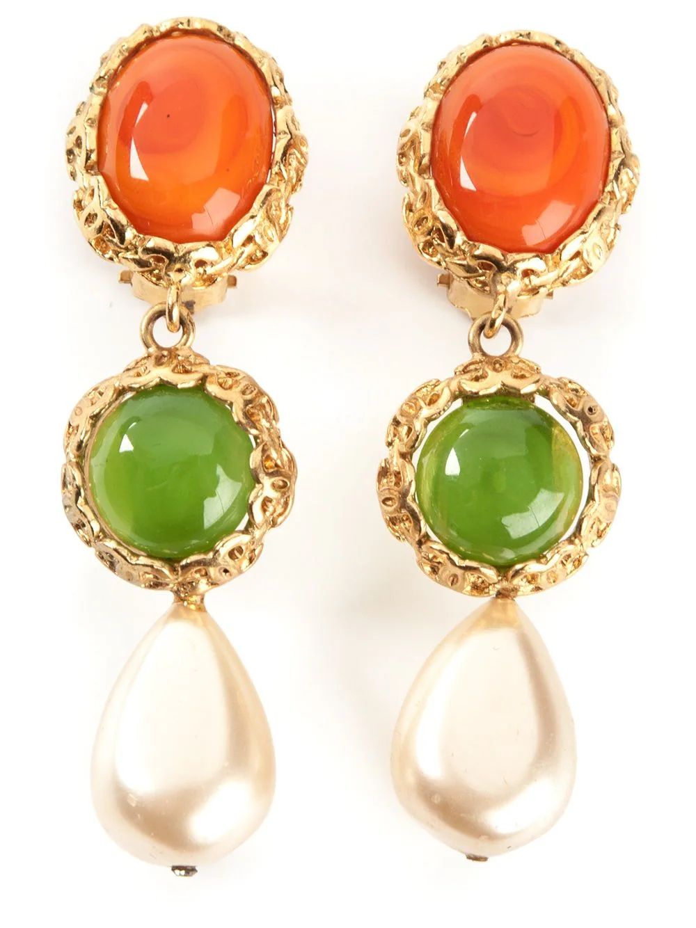 Chanel Vintage pendant clip-on earrings - Multicolour | FarFetch US