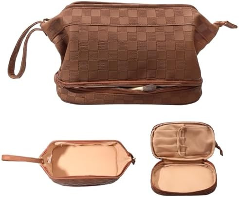 Abiudeng Large Capacity Makeup Bag Ladies Cosmetic Bag Travel Bag with Compartments Portable PU L... | Amazon (US)