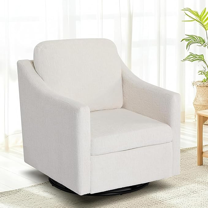 Swivel Barrel Chair - Mid Century Modern Chair, Thick Padded Arm Chair with Solid Metal Base, Com... | Amazon (US)