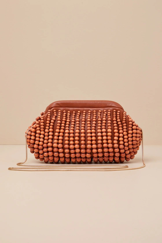 Laquita Brown Wooden Beaded Clutch | Lulus