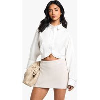 Womens Petite Stripe Wool Look Mini Skirt - Beige - 4 | boohoo (US & Canada)