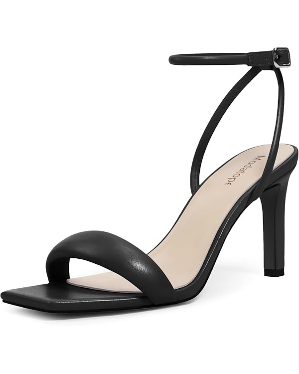 Modatope Womens Heels Square Open Toe Strappy High Heels Ankle Strap Heeled Sandals for Women Par... | Amazon (US)