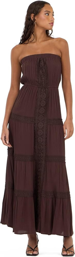 Forever 21 Women's Tube Maxi Dress with Crochet Inserts | Amazon (US)